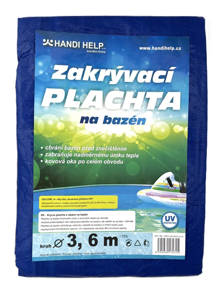 Plachta na bazén s oky kruh Ø 3,6 m modrá