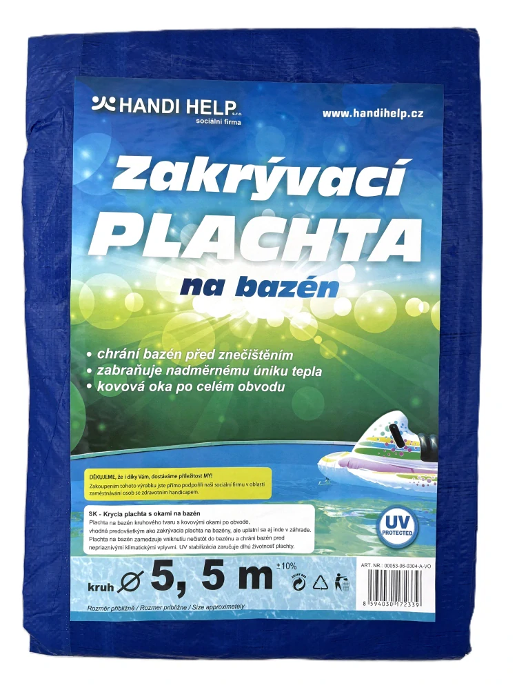Plachta na bazén s oky, kruh, pr. 5,5 m; modrá