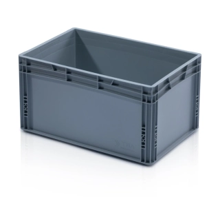 Přepravka EURO plastová, 60x40x32, plný úchyt, šedá,